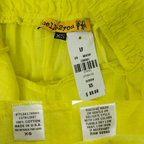 Hello2You Yellow Cotton Tank Top Womens Size XS Spaghetti Straps Strappy NEW - Picture 8 of 12